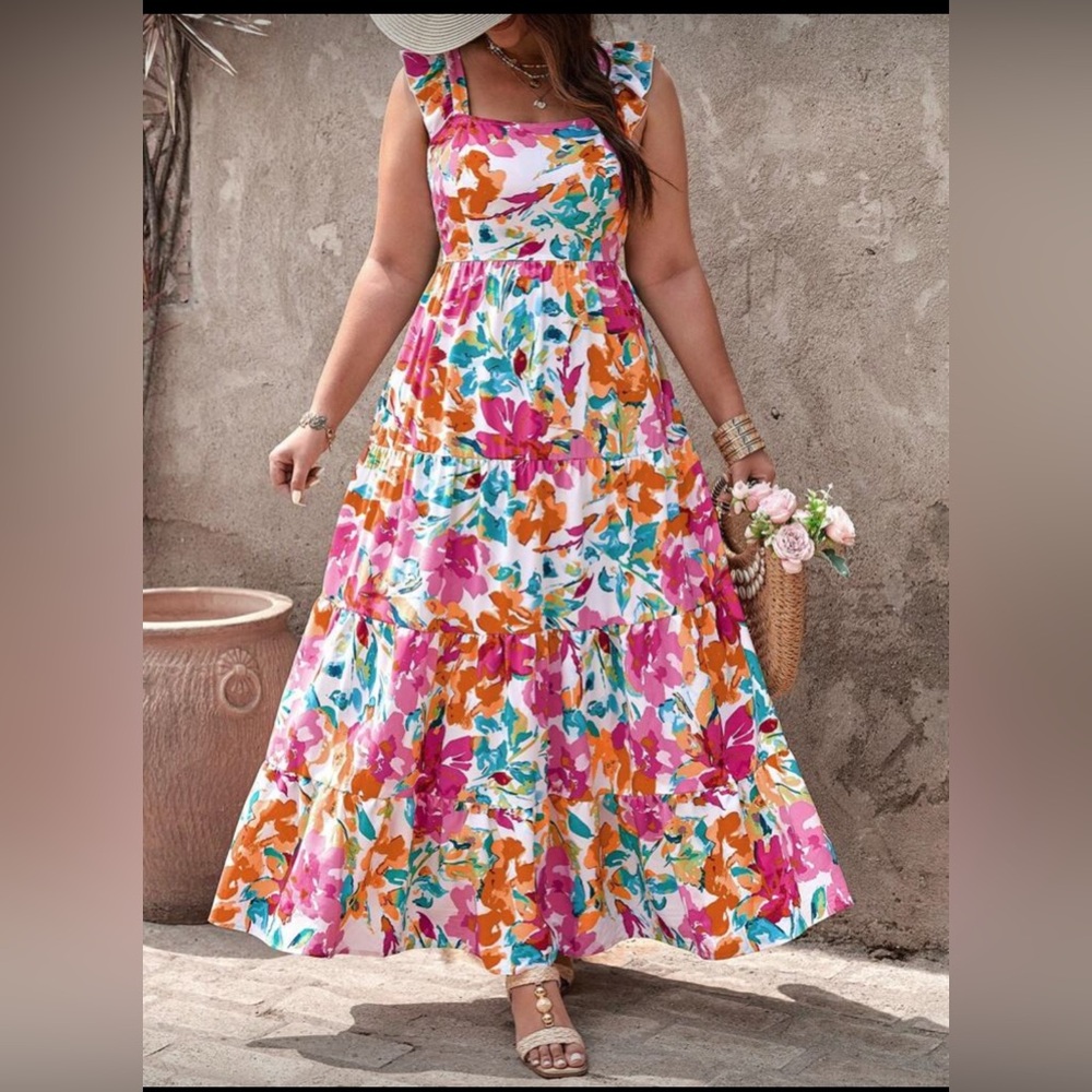 Breezaya Plus Size Women's Boho Floral Printed Dress Maxi Women’s Size 0XL NWOT